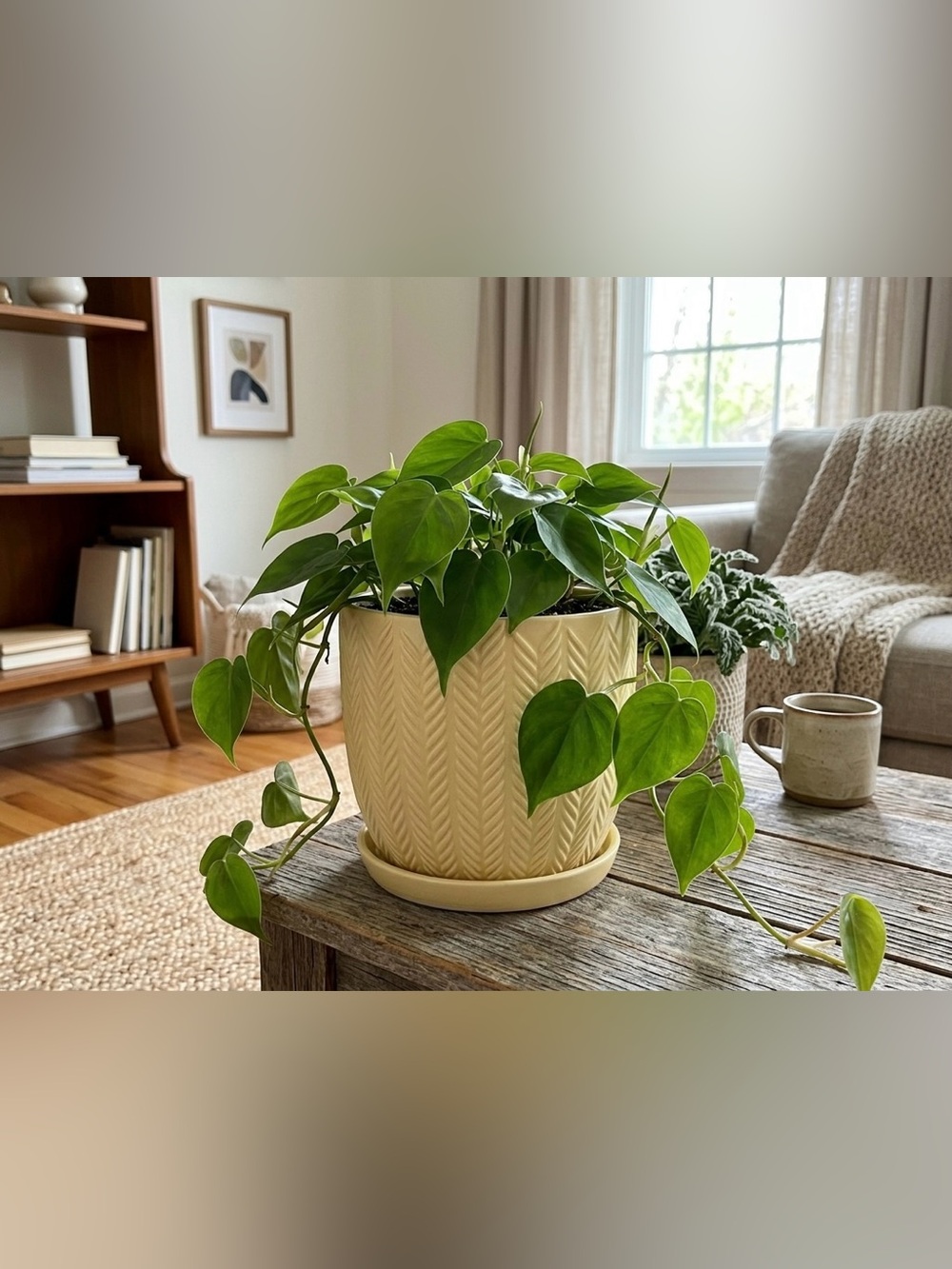 Yellow Ceramic Planter with Saucer, 5.5 Inch Plant Pot with Drainage